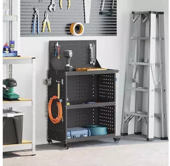 vidaXL Werkzeugwagen Kaltgewalzter Stahl Schwarz 65x35x111cm (874553)