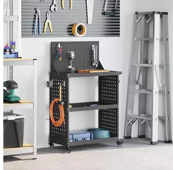 vidaXL Werkzeugwagen Kaltgewalzter Stahl Schwarz 65x35x111cm (874546)