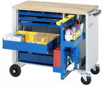Werkzeugwagen Mit 5 Schubladen & Lochwandauszug Buche Bxtxh 1025x520x890mm - Rau