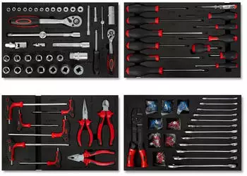 Eberth Multitool Werkzeug Set 81-tlg. Hartmetall, ergonomische Griffe, rot (WW16-TS5&7R)