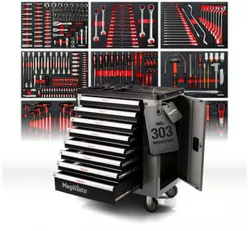 Chemin&eacute;es M&eacute;phisto Werkzeugwagen XXL 8 Schubladen gef&uuml;llt, Soft-Inlays Carbonoptik