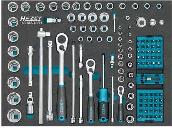 HAZET Steckschl&uuml;ssel-Satz 1/4", 3/8", 1/2" Au&szlig;en-Sechskant Tractionsprofil, 122-tlg. (163-513/122N)