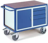 Schrankwagen,Tragl. 1000kg,Ladefl. LxB 1080x700mm,Siebdruckplatte,RAL7035/RAL5010,1