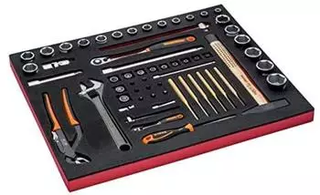 Bahco Fit&Go 3/3 Schaumstoffeinlage mit Werkzeugsatz Steckschl&uuml;ssel-Eins&auml;tze & Schlagwerkzeuge 60-tlg. (FF1A5007)
