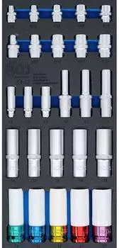BGS Werkstattwageneinlage 1/3 Steckschl&uuml;ssel-Eins&auml;tze Sechskant tief 11-22mm (4147)