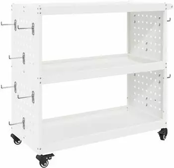vidaXL Werkzeugwagen mit Ablage, wei&szlig;, 75x35x73cm, Stahl (874540)