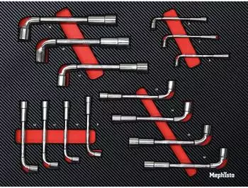 Mephisto Tools Werkzeugset metrisch 14-tlg. gebogene Schraubenschl&uuml;ssel mit Soft Inlay