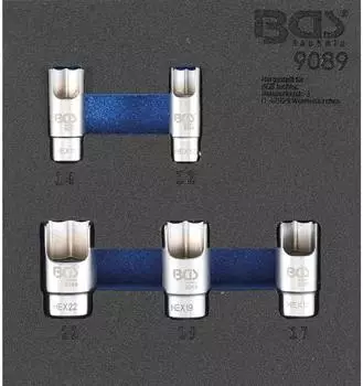 BGS Werkstattwageneinlage Spezial-Eins&auml;tze f&uuml;r Winkel-Rohrverbinder, 5-tlg. (9089)