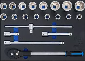 BGS Werkstattwageneinlage 3/3 Steckschl&uuml;ssel-Satz Innenvierkant 20mm 21-tlg. (6080)
