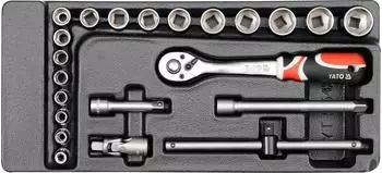 Yato Knarrenkasten 3/8" 6-22mm 22-tlg. Schubladeneinlage (YT-5542)
