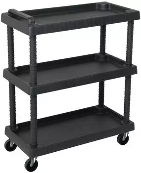 vidaXL Werkstattwagen 3 Etagen Schwarz 75x37,5x92cm PP (151828)