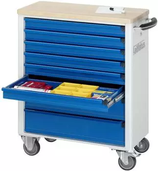 Rau adlatus 7130 Werkzeugwagen 8 Schubladen Bucheplatte 700x350x860mm (02-7130B.11)
