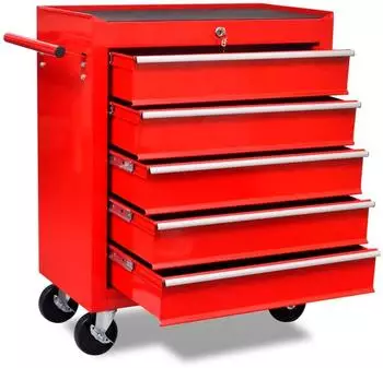 vidaXL Werkstattwagen 5 Schubladen, rot (141954)