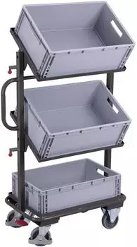 Cordes VarioFit Beistellwagen 3 neigbare Kunststoffkisten, anthrazitgrau RAL 7016 (sw-400.805/AG)
