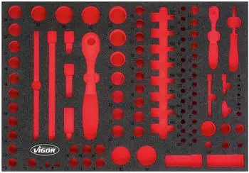 Vigor Blinky 3/3+ Weichschaum-Einlage Steckschlüssel-Satz 1/4" 1/2", leer (V4514)