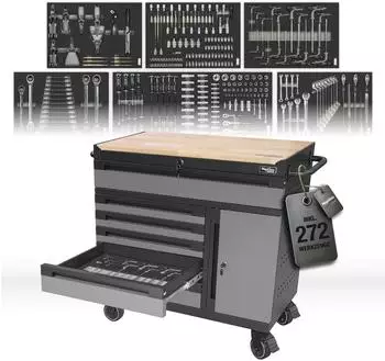 Chemin&eacute;es M&eacute;phisto TWIN Industrial Werkstattwagen 6 Schubladen, 272-tlg., schwarz/grau