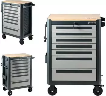 Trutzholm Werkstattwagen 7 Schubladen mit Holzplatte, 99x82cm