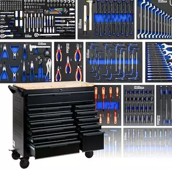 Trutzholm Werkstattwagen Star XL bestückt, 12 Schubladen, 103x112cm, schwarz/grau