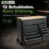 Trutzholm Werkstattwagen Star XL bestückt, 12 Schubladen, 103x112cm, schwarz/grau