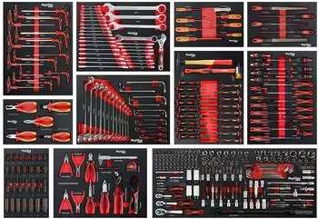 Chemin&eacute;es M&eacute;phisto Werkzeugwagen-Einlagen-Set 11-teilig, CRV & VDE, metrisch (71014)