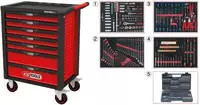 KS Tools RACINGline SCHWARZ/ROT Werkstattwagen mit 7 Schubladen und 515