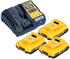 2 Ah, 3 Akkus, leicht: DeWalt DCB 1104