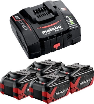 Metabo LiHDX 4 x LiHDX Akkupack 18 V 8,0 Ah Akku (624975000 ) + ASC 290 Ladeger&auml;t (627370000 )