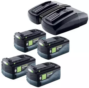 Festool Energie Set 4x BP 18 Li 5,0 HP-ASI HighPower Akkupack 18V 5,0Ah + TCL 6 DUO Doppel-Ladegerät (577017)