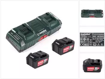 Metabo Basis Set 2x Li-Power Akku 5,2Ah + ASC 145 DUO Doppelladeger&auml;t (18V)