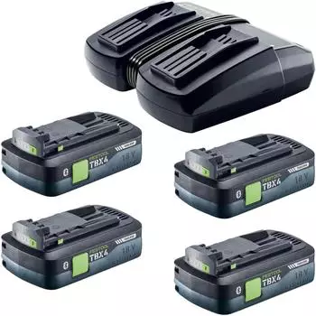Festool Energie-Set 18V 4xTBX4/TCL6DUO, 4x Akku BP 18 TBX 4 C-ASI 4,0Ah + Doppelladeger&auml;t TCL 6 DUO (4xTBX4/TCL6DUO)