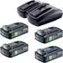 Festool Energie-Set 18V 4xTBX4/TCL6DUO, 4x Akku BP 18 TBX 4 C-ASI 4,0Ah + Doppelladegerät TCL 6 DUO (4xTBX4/TCL6DUO)