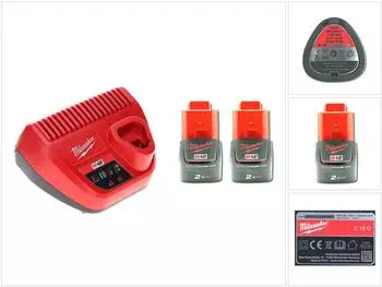 Milwaukee Akku Starter Set 12V, 2x 2,0Ah + M12 C12C Ladeger&auml;t (M12 C12C)