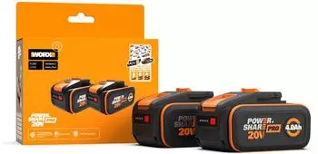 Worx PowerShare Pro Akku 20V 4,0Ah Li-Ion, 2er-Set (WA3644.2)