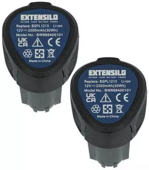 EXTENSILO Ersatzakku 2x Li-Ion 12V 2500mAh f&uuml;r Elektrowerkzeug (177216084-2)