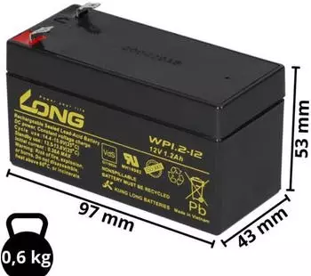 Kung Long WP1.2-12 AGM Akku 12V 1,2Ah, 2er-Pack (6381)