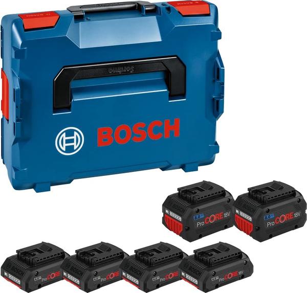 Bosch Professional ProCORE Set 2x ProCORE 18V 8Ah + 4x ProCORE 18V 4Ah + L-BOXX mit Einlage