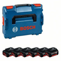 Bosch Werkzeugakku GBA 1600A02A2S, Professional, 18V / 4,0Ah, 6 Akkus und Koffer