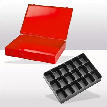 ADB Sortimentskasten 88621 33 x 5 x 23cm Metall mit 18 Fächern