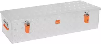 ALUBOX Aufbewahrungsbox mit Deckel Alukiste Riffelblech (86 Liter) Fangbänder im Deckel Dichtung im Deckel 1,5 mm Blechstärke 86 l 118 cm x 26 cm x 35 cm