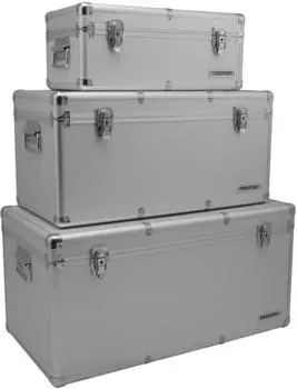 anndora Aufbewahrungsbox Alu Rahmenkoffer Transportbox (silber 3er Set) stabiler Metallrahmen mit Moosgummi ausgekleidet silber 155 l 38 cm x 36 cm x 75 cm