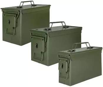Trucky Aufbewahrungsbox 3x Munitionsbox Ammo Box Metallkiste Munitionskiste Army Grün Metall