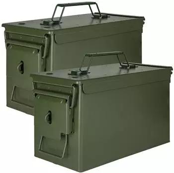 Trucky Aufbewahrungsbox 2x Munitionsbox Box Metallkiste Metallbox 31 x 16 x 19 cm Grün Metall