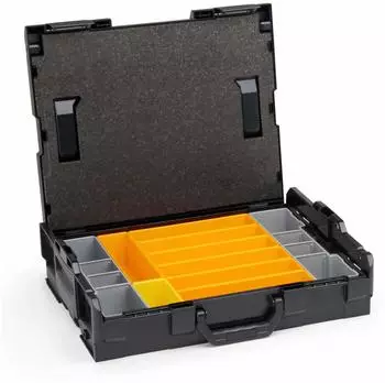 Sortimo Systemkoffer L-Boxx 102 mit InsetBoxen und Deckeleinlage F3: Orange/Gelb/Grau
