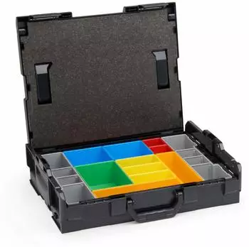 Sortimo Systemkoffer L-Boxx 102 mit InsetBoxen und Deckeleinlage H3: Grün/Orange/Gelb/Rot/Blau/Grau