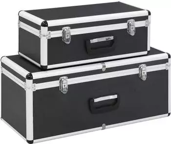 vidaXL Werkzeugbox Aufbewahrungskoffer 2 Stk. Schwarz Aluminium (2 St)