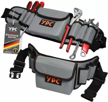 YPC Werkzeugtasche "ProBelt" Werkzeuggürtel 58x16cm 130cm gesamt reißfest robust wasserabweisend praktisch modern grau