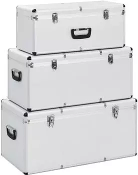 vidaXL Werkzeugbox Aufbewahrungskoffer 3 Stk. Silbern Aluminium (3 St)