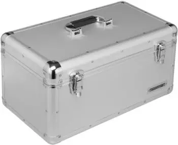 anndora 28 L Transportbox XL Werkzeugkasten silber herausnehmbarer Einsatz innen mit Moosgummi ausgeschlagen