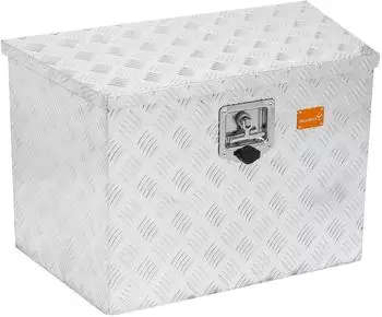 ALUBOX Anhänger-Deichselbox Aluminium Riffelblech abschließbar Gasdruckdämpfer im Deckel Zylinderschloss mit Schutzkappe 72 cm x 46 cm x 39 cm