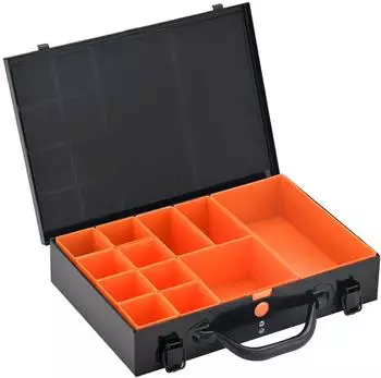 ALUBOX Sortimentskasten Stahlblechkoffer Metall schwarz (12 St) individuelle Fächereinteilung innenliegender Schaumstoff
